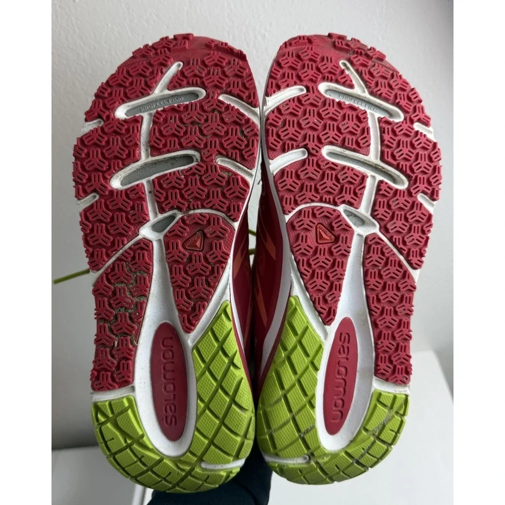 Salomon Pulse Trail Running Shoes Pink Lime Mesh Athletic Sneakers Women Sz 7.5